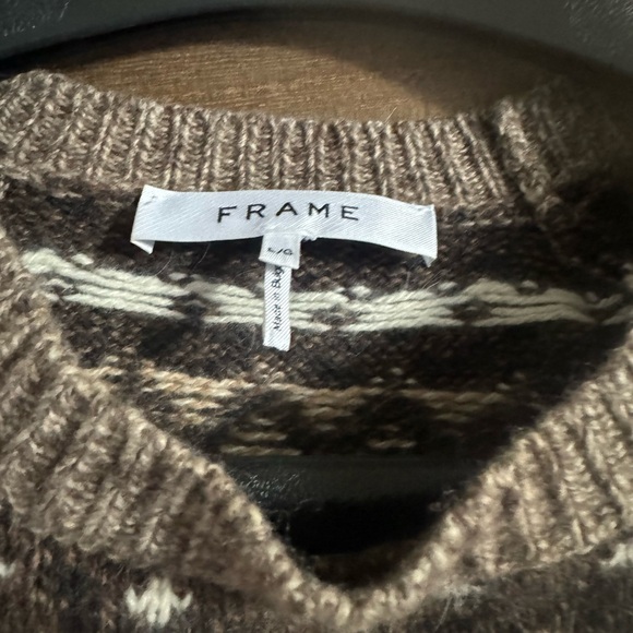 FRAME Fair Isle Crewneck Sweater  Sz Large like new - Picture 6 of 15